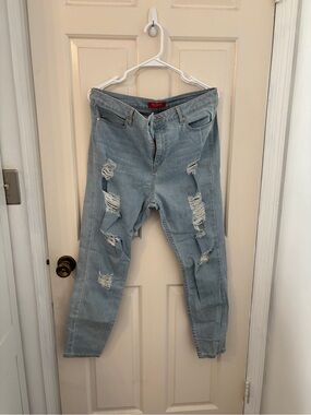 Guess Light Blue Distressed Skinny Jeans